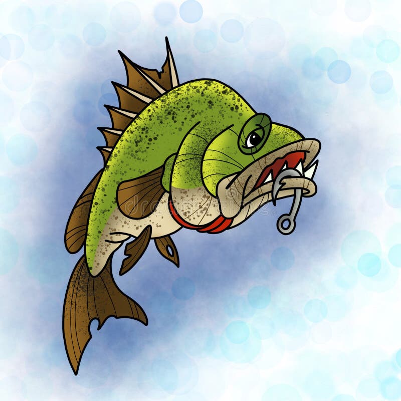 chrisstoness Bass fish underwater tattoo design