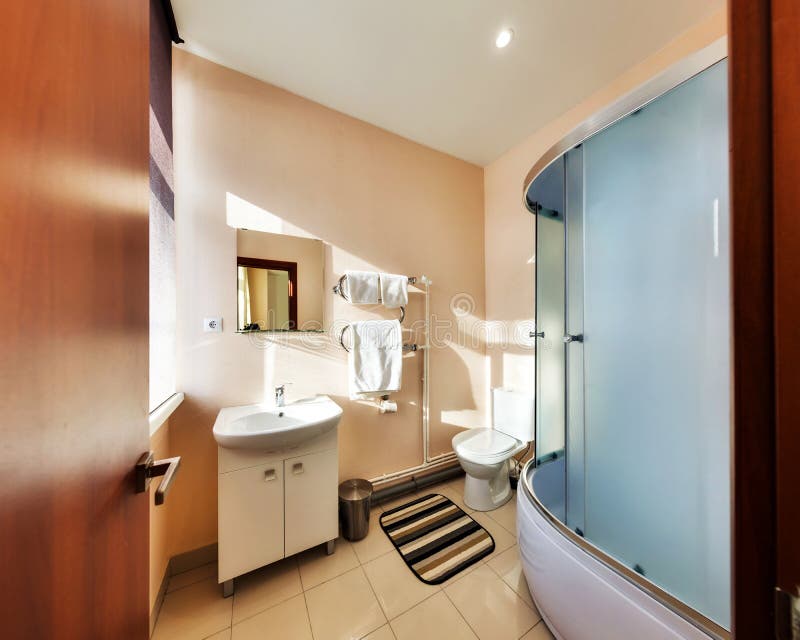 Big Bathroom with a Shower Cabin Stock Image Image of cabin, design