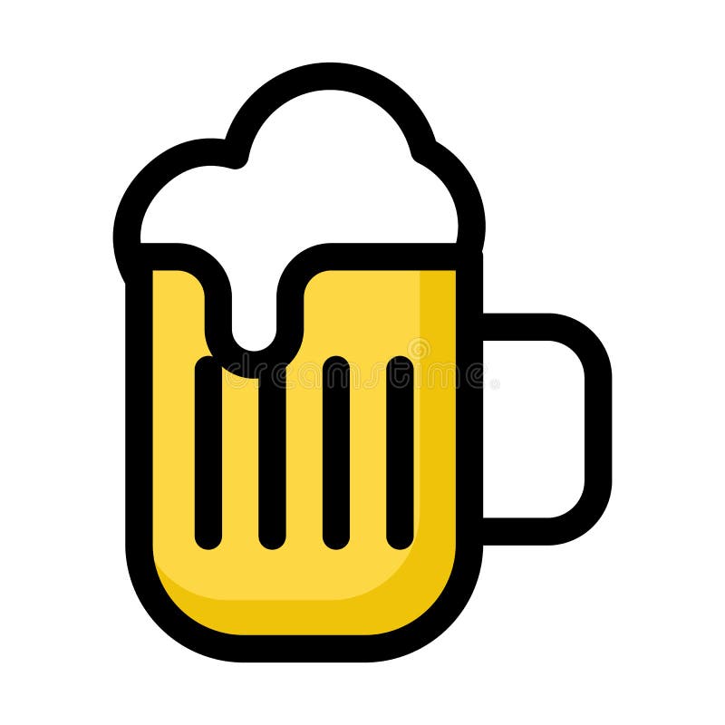 Big Beer Glass with Fresh and Bubbles Icon. Beer Glass Linear Symbol