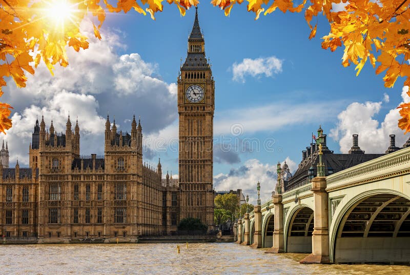 The Big Ben and Westminster Palace in London on a sunny autumn day, United Kingdom stock image The Big Ben and Westminster Palace in London on a sunny autumn day, United Kingdom stock image