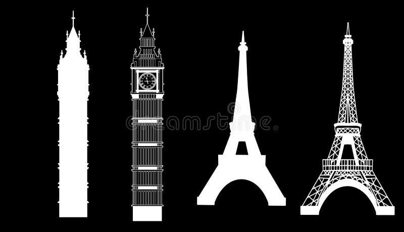 Big Ben en de Toren van Eiffel vector illustratie Big Ben en de Toren van Eiffel vector illustratie