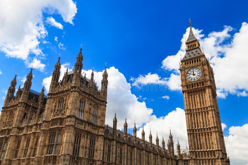 Big Ben and house of parliament on Sunny Day, London stock photo Big Ben and house of parliament on Sunny Day, London stock photo