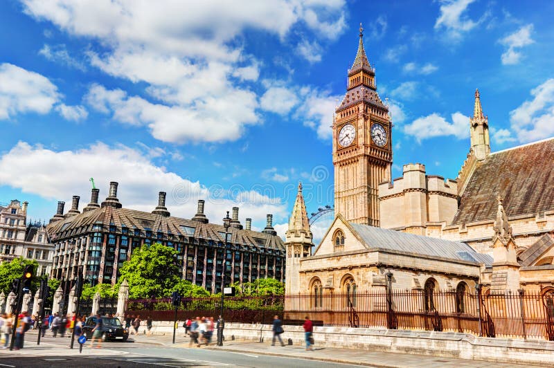 Big Ben, le palais de la maison de Westminster et de herse à Londres, R-U photos stock Big Ben, le palais de la maison de Westminster et de herse à Londres, R-U photos stock