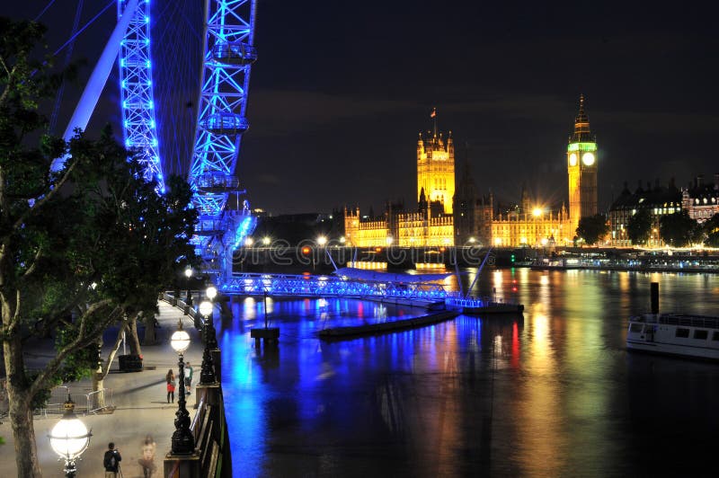 Big ben and London eye in London at night