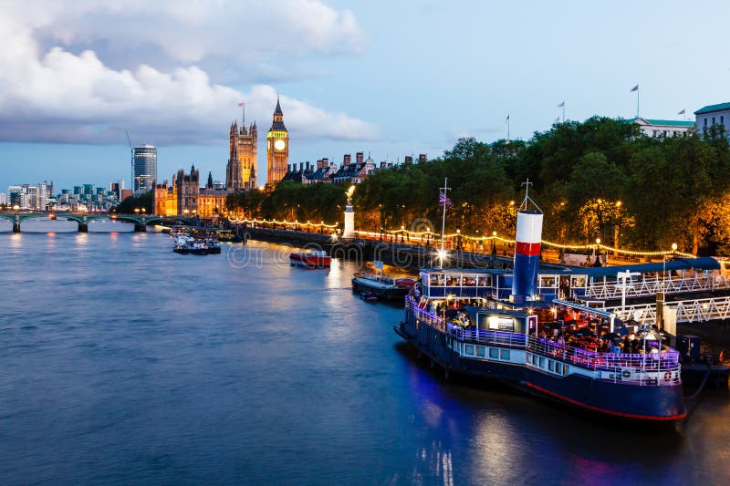 Big Ben and Westminster Bridge in the Evening