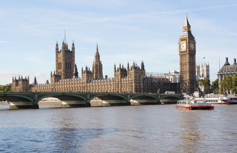 The Big Ben and Westminster bridge in London