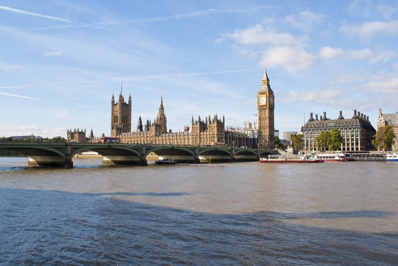 The Big Ben and Westminster bridge in London