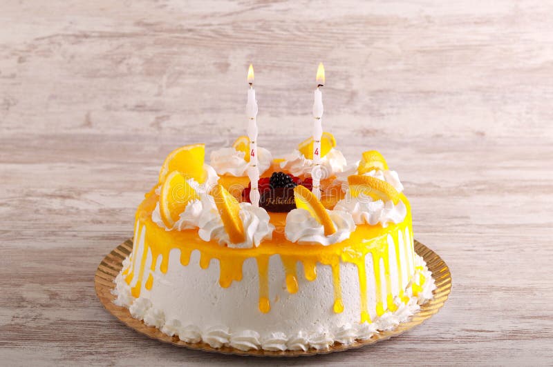 Big Birthday Cake with Candles Stock Image Image of layered, snack