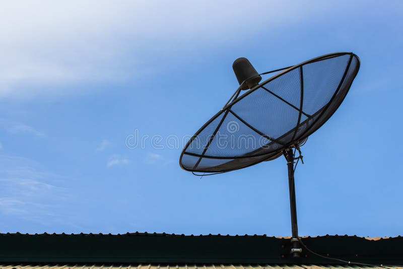 Big Black Satellite Dish stock photo. Image of aerial 15363686