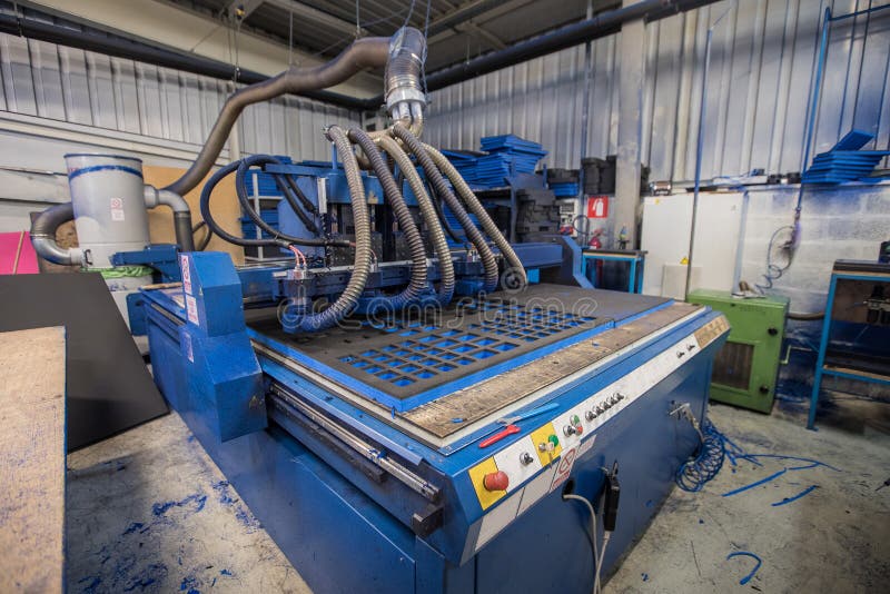 Blue cnc machine stock photography