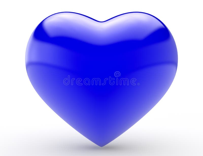 Big Blue Heart  isolated On White Background 3d rendering stock illustration