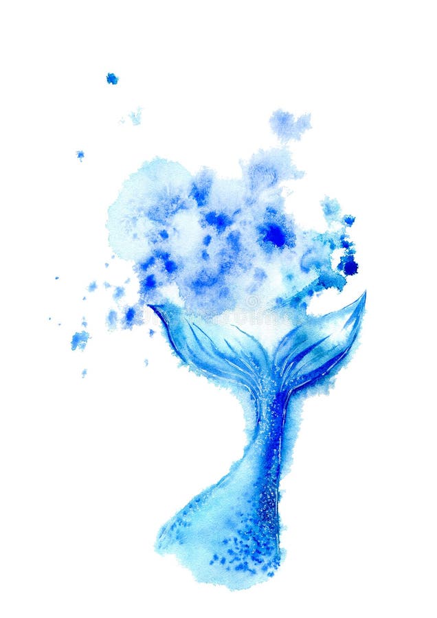 Big Blue wody i ogonu Wielorybi pluśnięcie royalty ilustracja Big Blue wody i ogonu Wielorybi pluśnięcie royalty ilustracja
