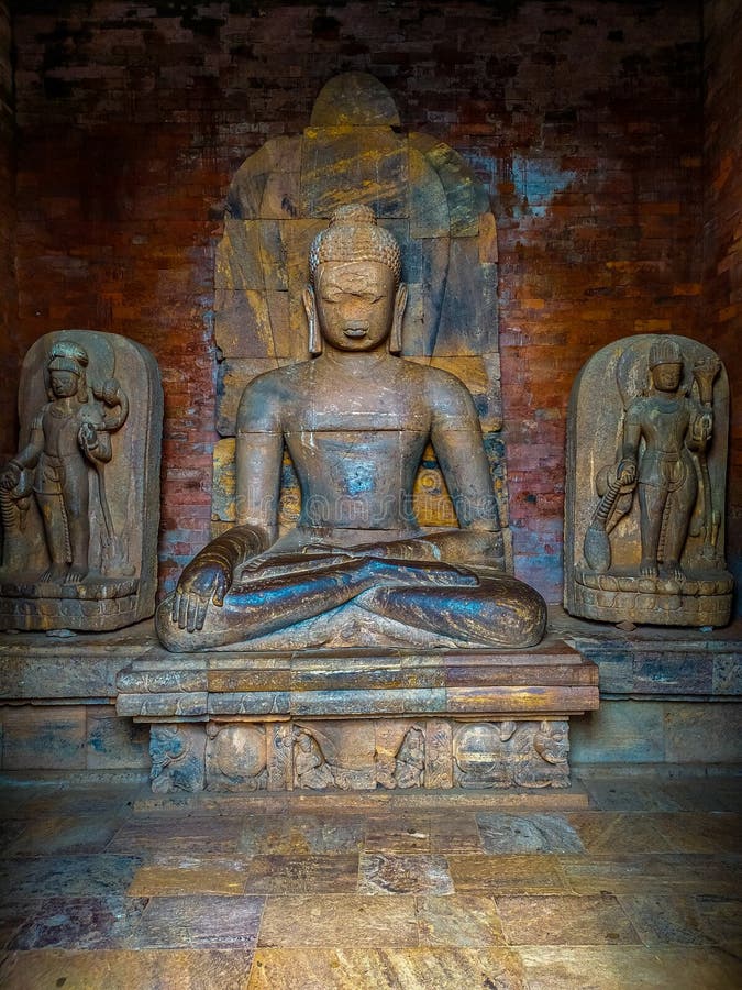 Three Buddha stone statue , famous Buddhist site