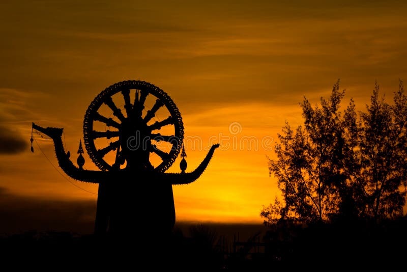 Big buddha statue after sunset