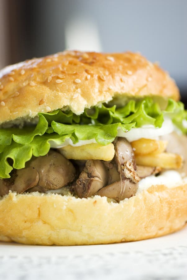 Big Burger with Liver and Crisp Stock Photo Image of juicy, fast 15606074