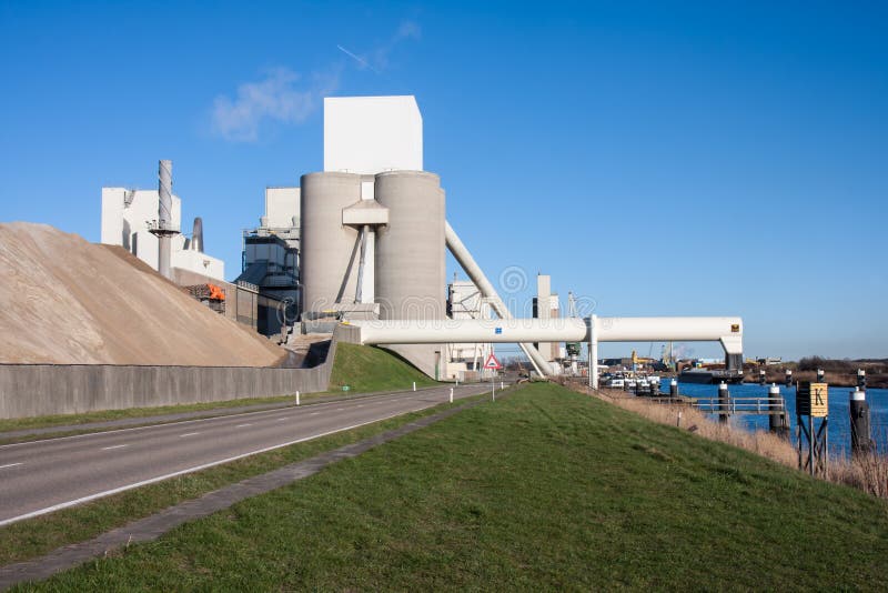 Cement factory near a canal in the Netherlands