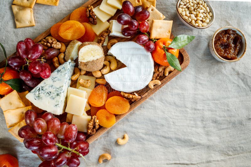 Big Cheese Board with Appetizer Assortment Stock Photo Image of