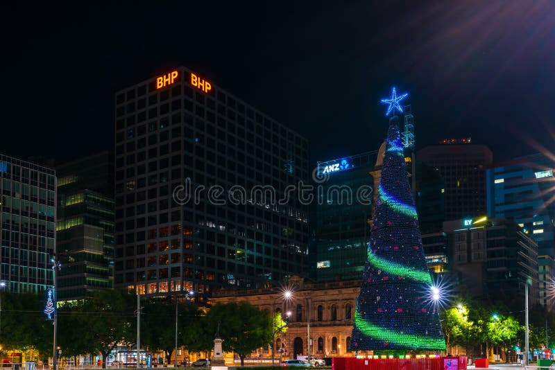 Big Christmas Tree Installed at Victoria Square in Adelaide Editorial Stock Image Image of