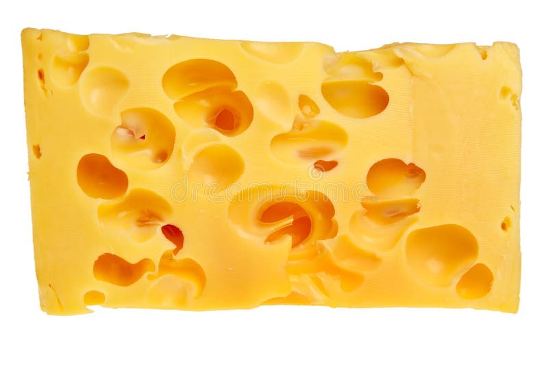 Big Chunk of Swiss Yellow Cheese. Stock Photo Image of isolated