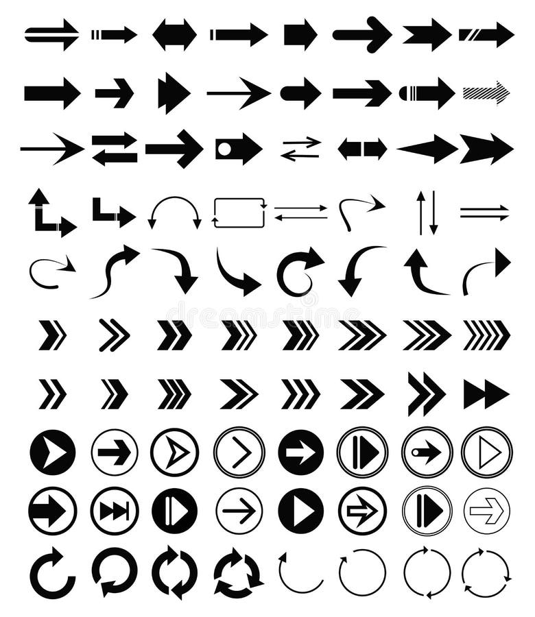 Arrows big black set icons royalty free illustration