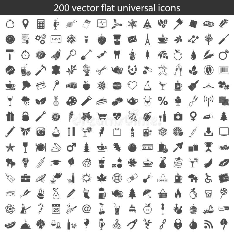 Big collection of black vector symbols and icons