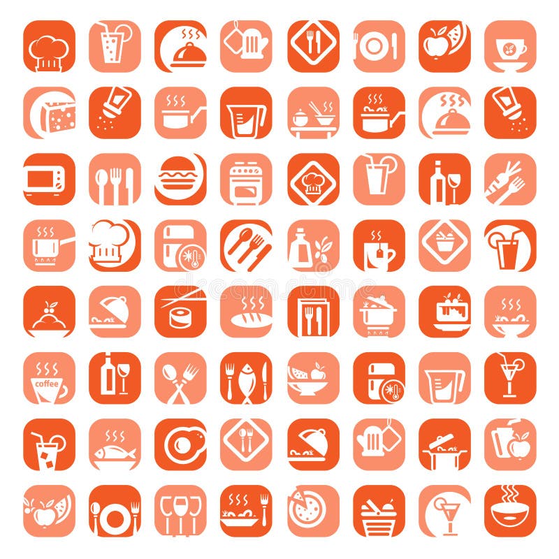 Big color kitchen icons set