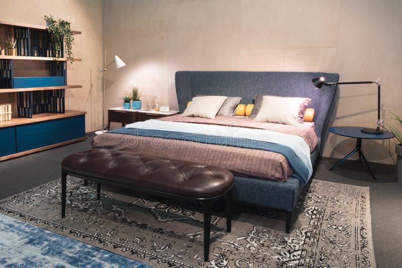 Big Comfortable Bed in Hotel Room Stock Image Image of luxury