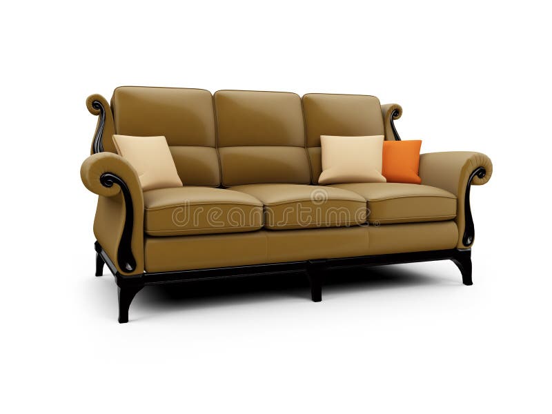 Big couch against white stock illustration