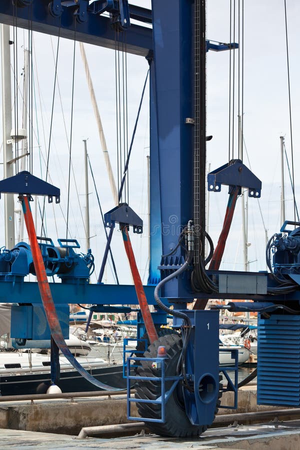 Big Crane for a Ship Maintenance in a Marina Stock Photo Image of