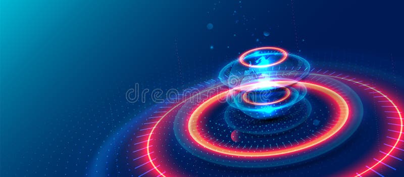 Big data. Abstract futuristic line light effect ring technology, tech, innovation on blue background. Vector illustration vector illustration