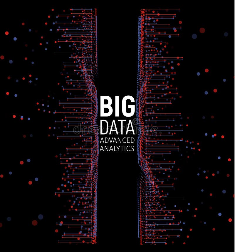 Big data abstract vector visualization. Lines and dots array. Big data connection complex. Graphic fractal element stock illustration Big data abstract vector visualization. Lines and dots array. Big data connection complex. Graphic fractal element stock illustration