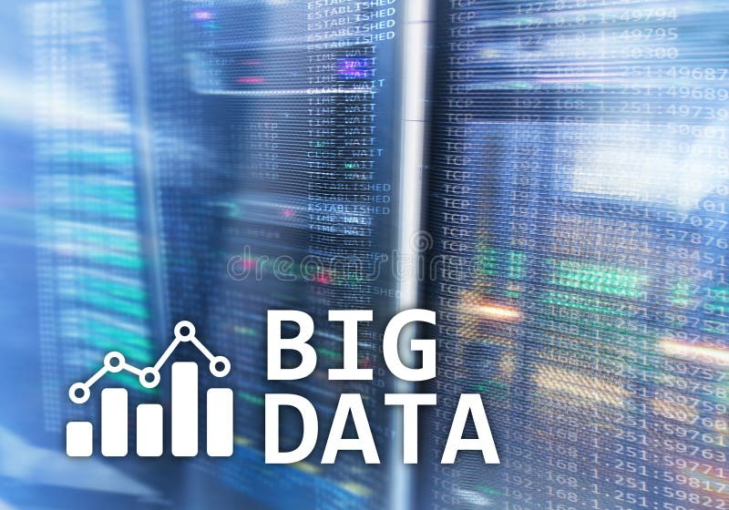 Big data analysing server. Internet and technology vector illustration