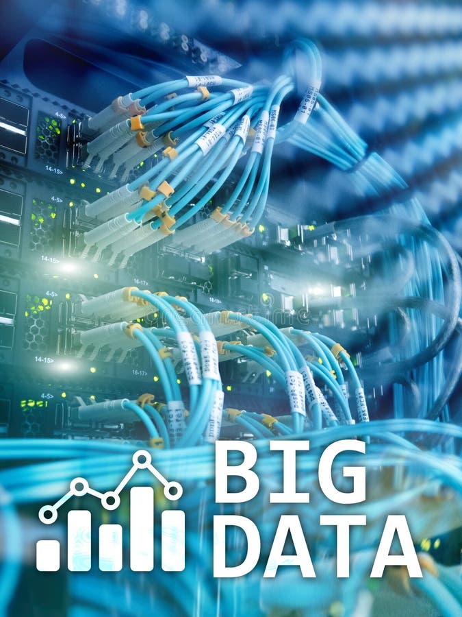 Big data analysing server. Internet and technology stock illustration