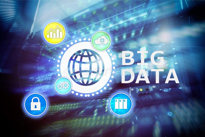 Big data analysing server. Internet and technology stock illustration