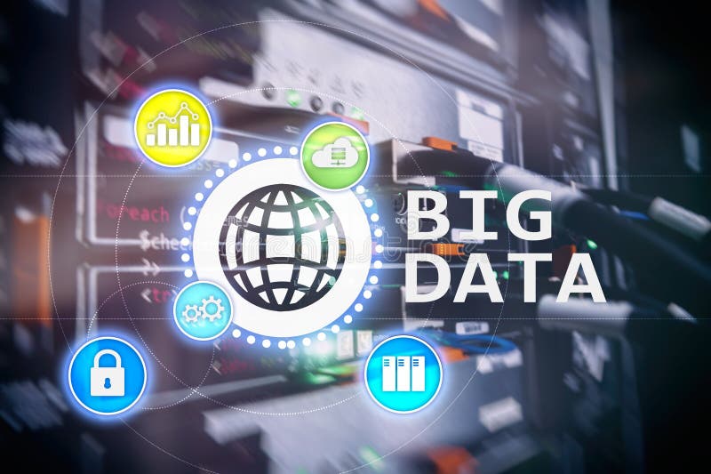 Big data analysing server. Internet and technology. vector illustration