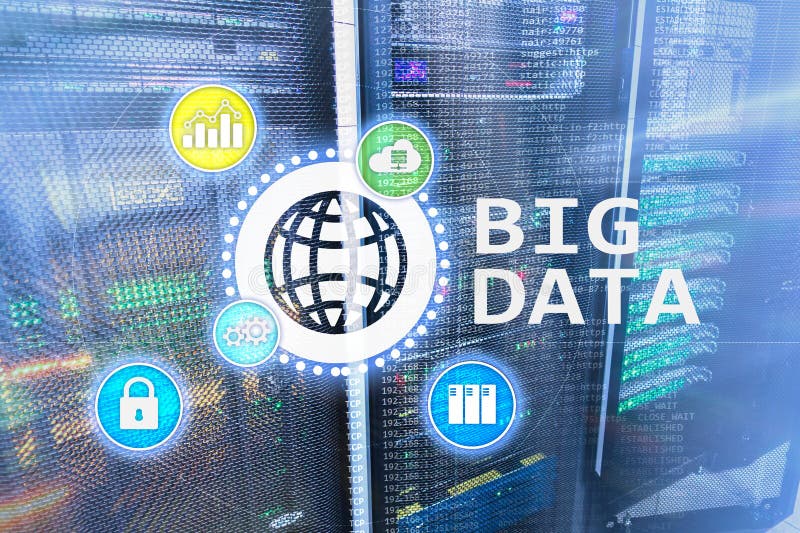 Big data analysing server. Internet and technology. vector illustration