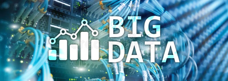 Big data analysing server. Internet and technology. stock illustration