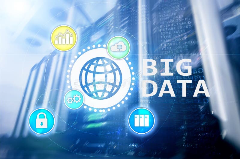 Big data analysing server. Internet and technology. vector illustration
