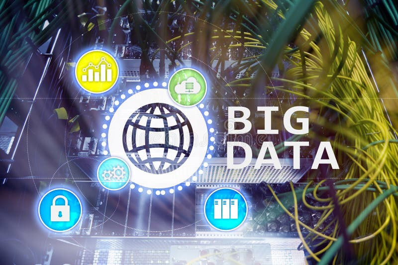 Big data analysing server. Internet and technology. royalty free illustration