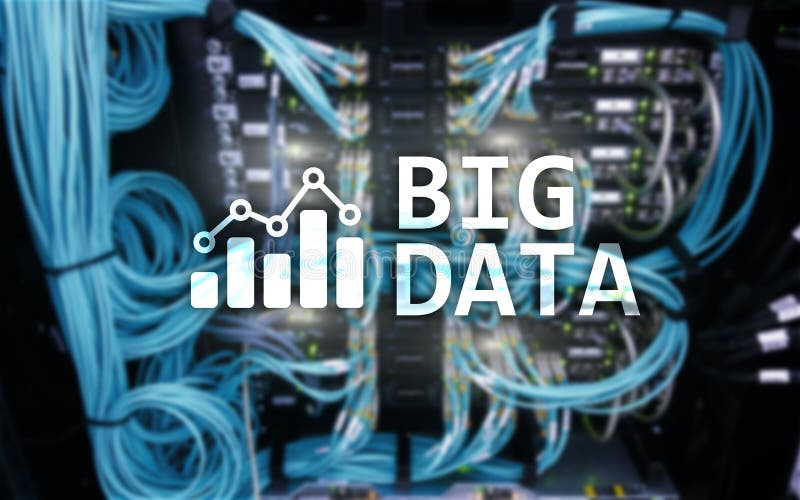 Big data analysing server. Internet and technology stock illustration
