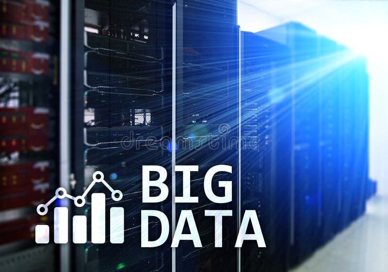 Big data analysing server. Internet and technology vector illustration
