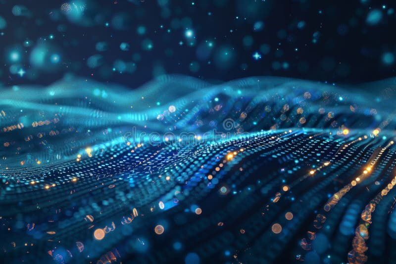 Big Data Background, Abstract Digital Technology Flow Pattern, Big Data 3d Particles, Copy Space royalty free stock photography