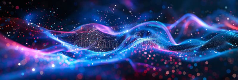 Big Data Background, Abstract Digital Technology Flow Pattern, Big Data 3d Particles, Copy Space stock images