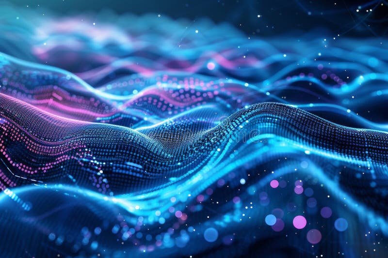 Big Data Background, Abstract Digital Technology Flow Pattern, Big Data 3d Particles, Copy Space royalty free stock image