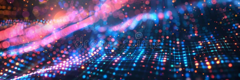 Big Data Background, Abstract Digital Technology Flow Pattern, Big Data 3d Particles, Copy Space stock images