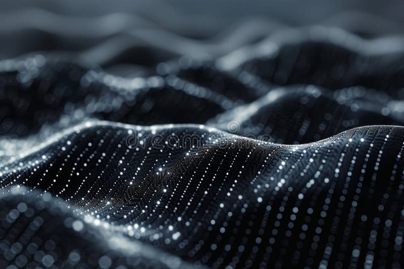 Big Data Background, Abstract Digital Technology Flow Pattern, Big Data 3d Particles, Copy Space, Generative AI Illustration AI generated