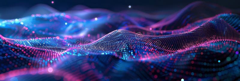 Big Data Background, Abstract Digital Technology Flow Pattern, Big Data 3d Particles, Copy Space royalty free stock photo
