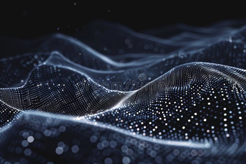 Big Data Background, Abstract Digital Technology Flow Pattern, Big Data 3d Particles, Copy Space royalty free stock image