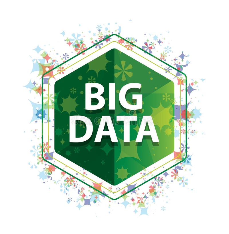Big Data-Blumenbetriebsmustergrün-Hexagonknopf lizenzfreie abbildung Big Data-Blumenbetriebsmustergrün-Hexagonknopf lizenzfreie abbildung