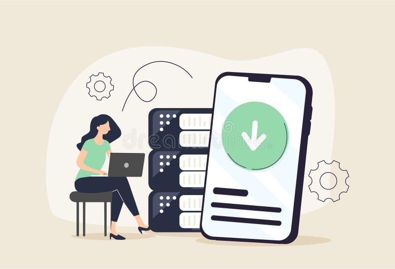 Big data business software abstract concept vector illustration set. Innovative big data solutions, tools programming royalty free illustration